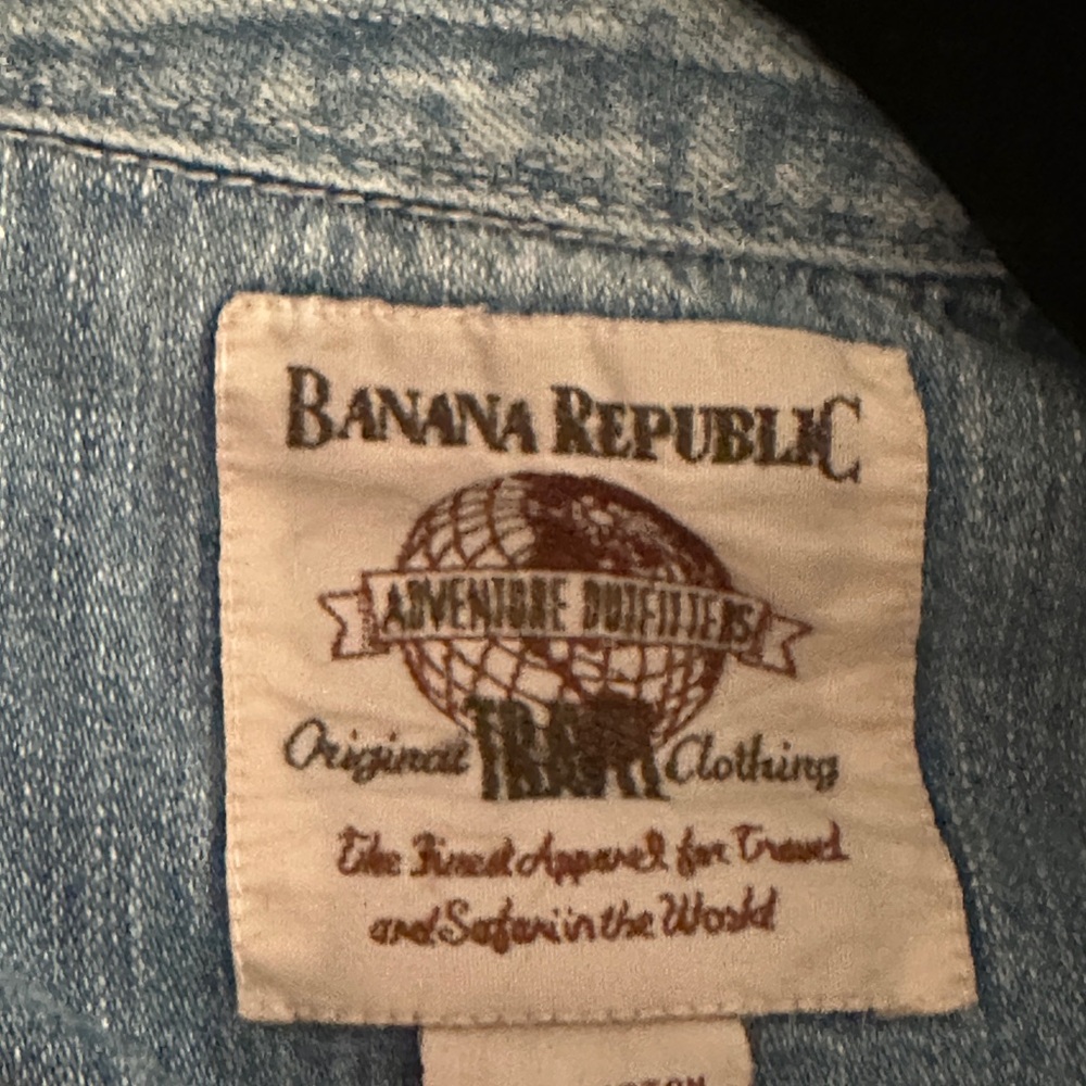 BANANA REPUBLIC 90s Globe Tag Long Sleeve Shirt XS Cotton vintage - Picture 3 of 9